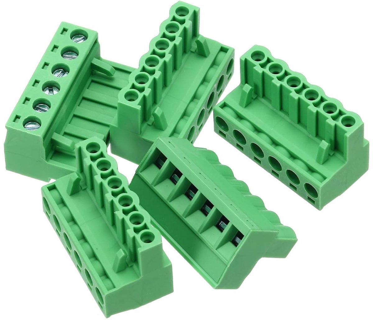 5 stuks PCB-klemlijst, 5,08 mm 6-polig, 300 V, 10 A, PCB montageklemlijsten