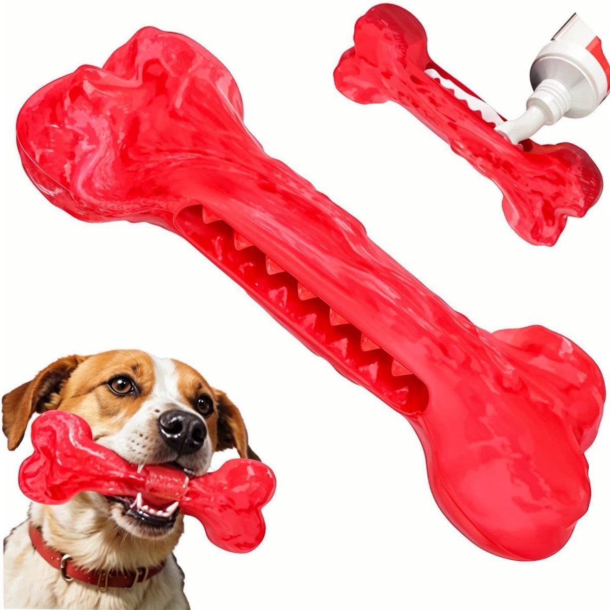 Kauwspeelgoed voor grote honden, agressief kauwen, kauwbotten speelgoed hond voor huisdiertandreiniging, tanden, slijpstang, interactief van natuurlijk rubber
