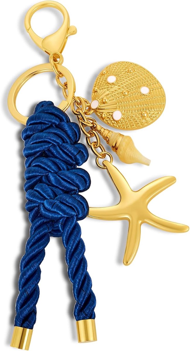 Sea Shell Charm Sleutelhanger voor Vrouwen Blauw Hart Zeester Zeeschelp Tas Charms Oceaan Zee Marine Purse Charms Sleutelhanger