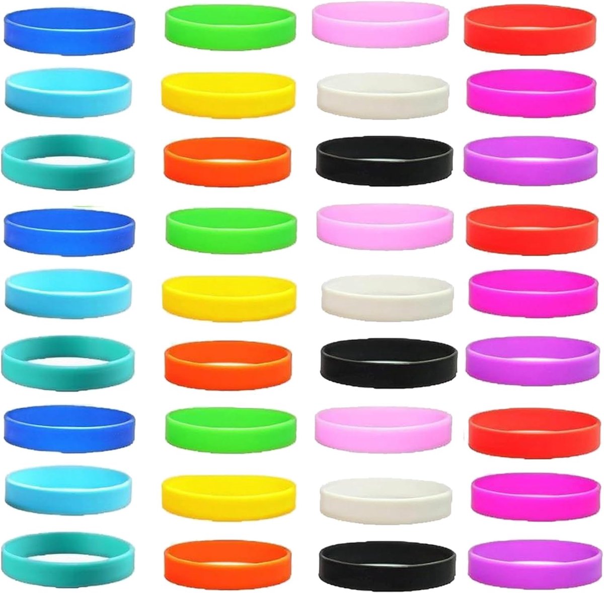 Set van 36 blanco siliconen armbanden, siliconen polsbandjes voor volwassenen, tieners, sport, feestartikelen, eenheidsmaat, siliconen, geen edelsteen