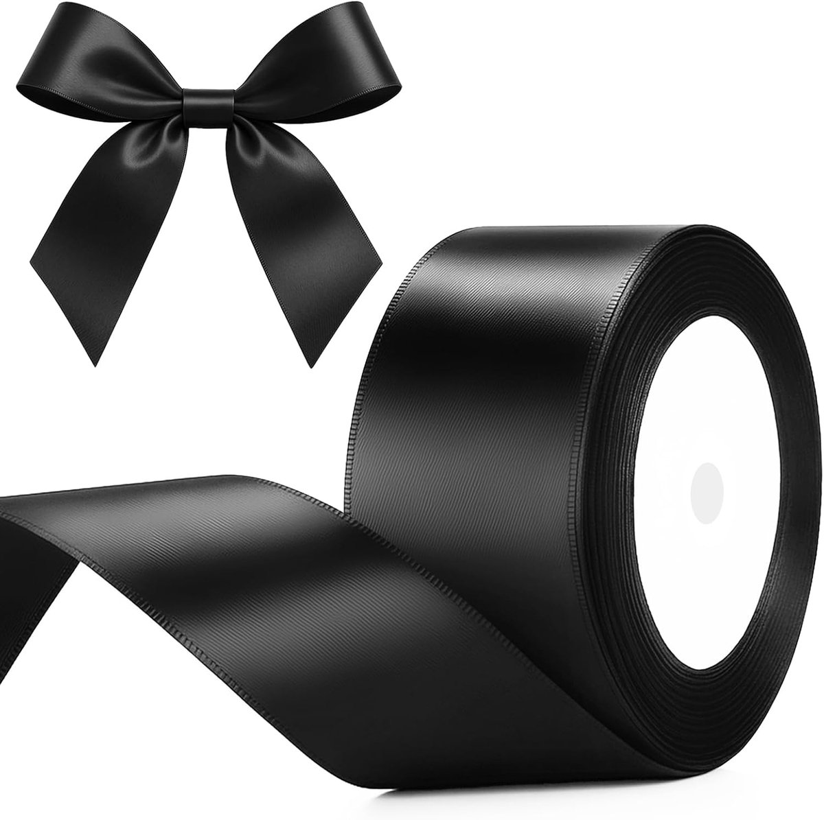 Zwart satijnen lint 50 mm: decoratief cadeaulint, 22 m lint om te knutselen, decoratielint voor geschenkverpakking, decoratie