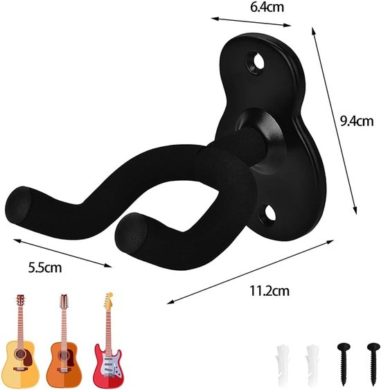 Gitaarhouder voor aan de muur, universele gitaar-wandhouder voor akoestische gitaar, klassieke gitaar, bas, elektrische gitaar — afbeelding 5