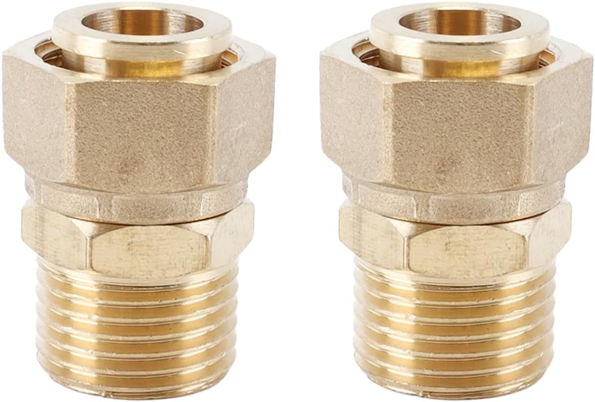 2 stuks messing schroefverbinding door, G1/2" beide zijden hetzelfde DN15 watermeter schroefverbinding, voor water, lucht