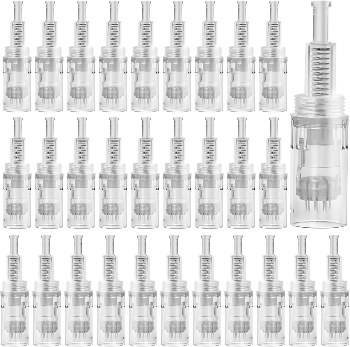 30 stuks microneedling: 12 pinnen naalden, reserve naalden, vervangende dermapen koppen voor microneedling, verwijderen van acne en littekens