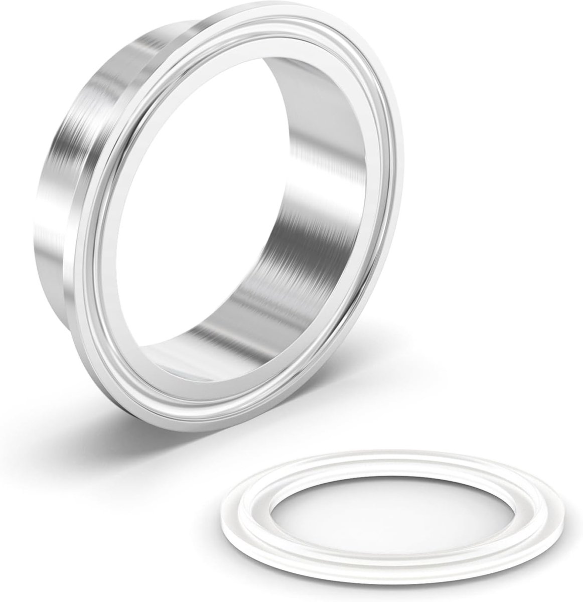1 stuks roestvrij staal 304 sanitaire fitting, 8" buis OD lasklem 8" Tri Clamp 217 mm ferrule flens met siliconen pakkingen (buis OD: 204 mm)
