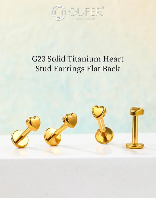 Body Piercing Lip Piercing Jewellery 18G/16G Labret Stud Titanium Helix Earrings Threadless Tragus Bar Push in 6/8mm Cartilage Flat Back Earring Conch Piercings Jewelry — afbeelding 2