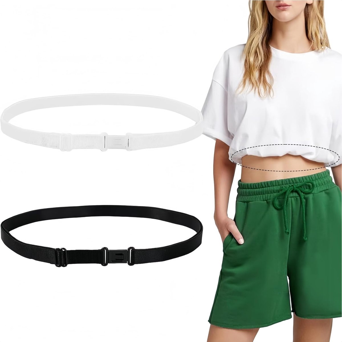 Elastische Crop Top Band, Verstelbare T-Shirt Verstelbare Rubberen Band, Verstelbare Crop Tuck Band voor Shirts, Transformeer de Stijl van je Tops, Modieuze looks Vrouwen Mannen