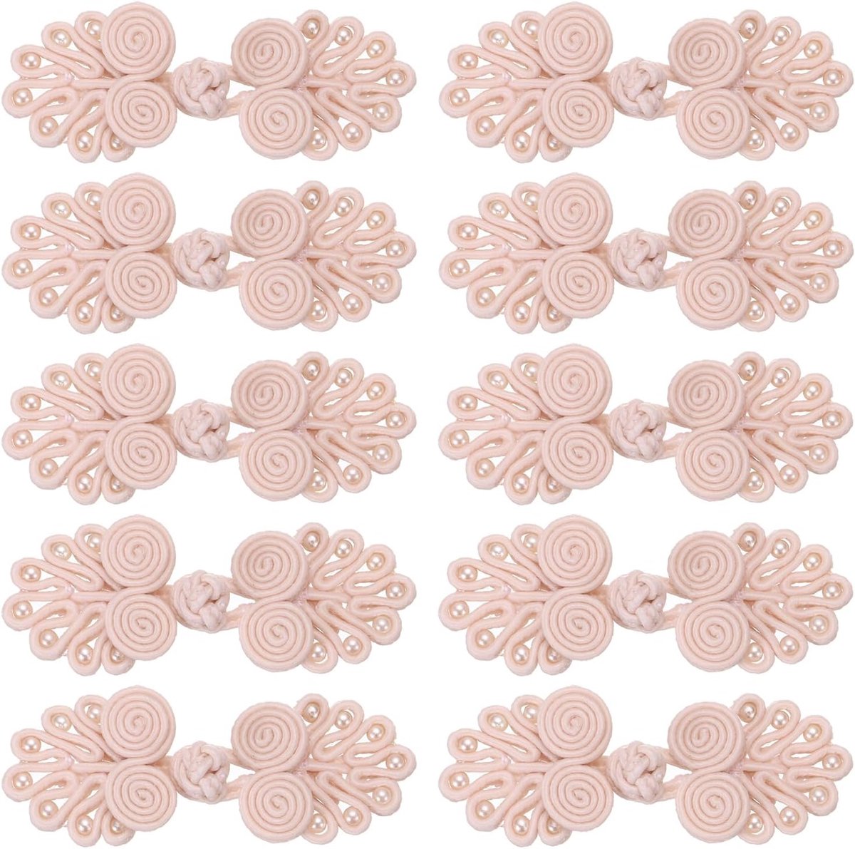 Knopen sluiting licht roze 2,5 x 6 cm | Chinese knopen, naaiknopen, sluitingen met parels, voor doe-het-zelf naaien, mantels, capes, truien, bruidskostuum, outfit