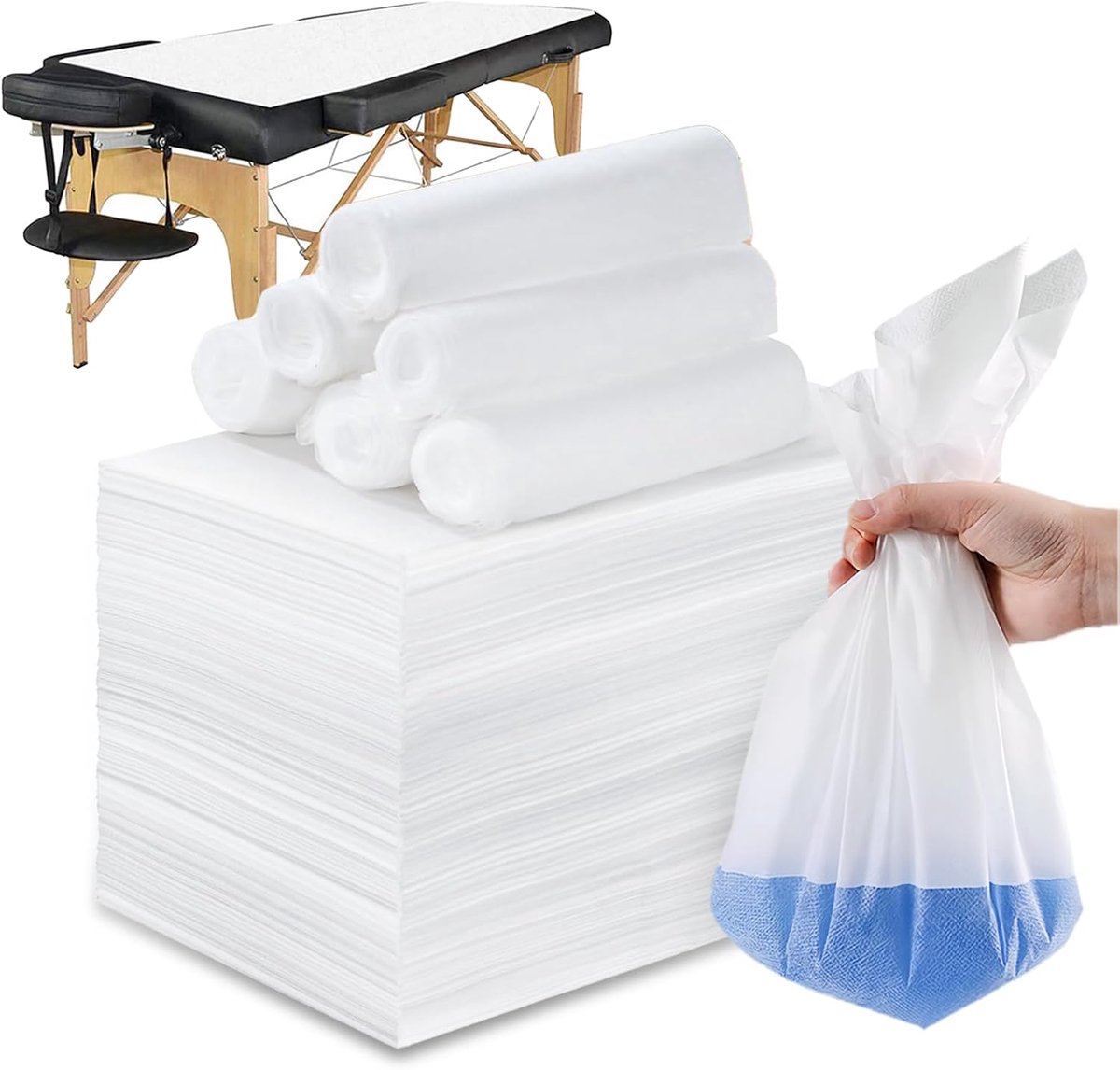 vliesstof, 100 stuks, wegwerplaken, wegwerphoes voor massagestoelen, hotel, eenmalig beddengoed voor schoonheidssalon, spa, massage, hotels, 80 x 180 cm (wit)