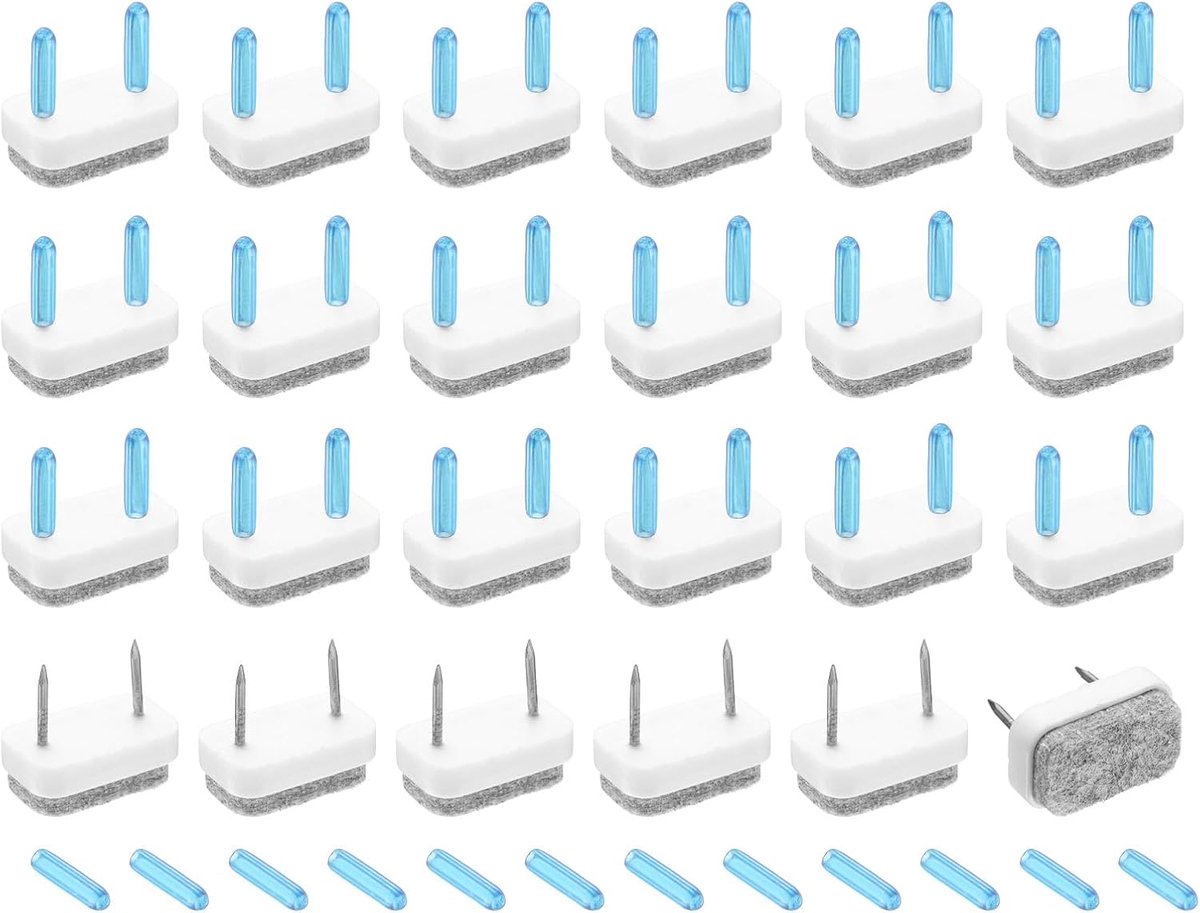 24 stuks nagel-op-vilten meubelglijders, rechthoekige vilten pads, meubelglijders, vloerbeschermers voor houten meubels, tafel, bank, stoelpoot (18 mm, wit)