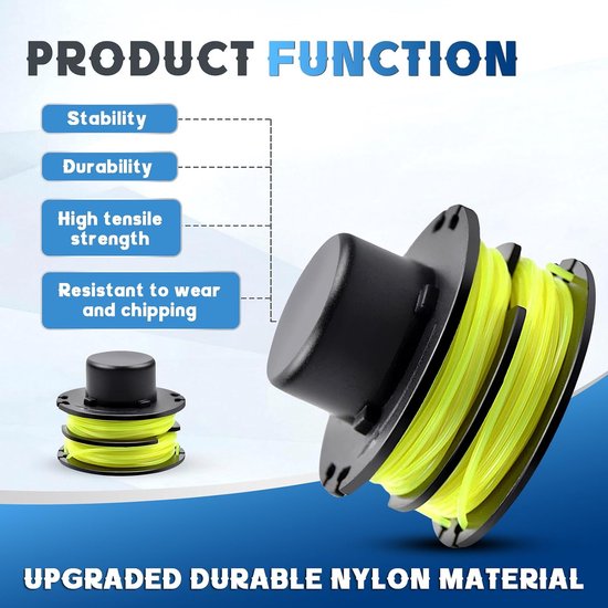 4 stuks grastrimmer draadspoel, compatibel met Ryobi RAC118 RAC119, reservedraadspoel voor Ryobi RLT3025F, RLT3025S, RLT3525S, RLT2523, RLT3525, RLT3123, Ø 1,2 mm lengte 8,4 m (4 spoelen) — afbeelding 3