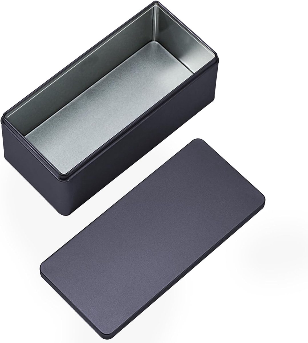 metalen dooshouder, lege metalen container met schuifdeksel, geldcassette, voor contant geld, munten, postzegels, snoep, koekjes, thee, koffie, 18,5 x 8,5 x 7 cm, zwart