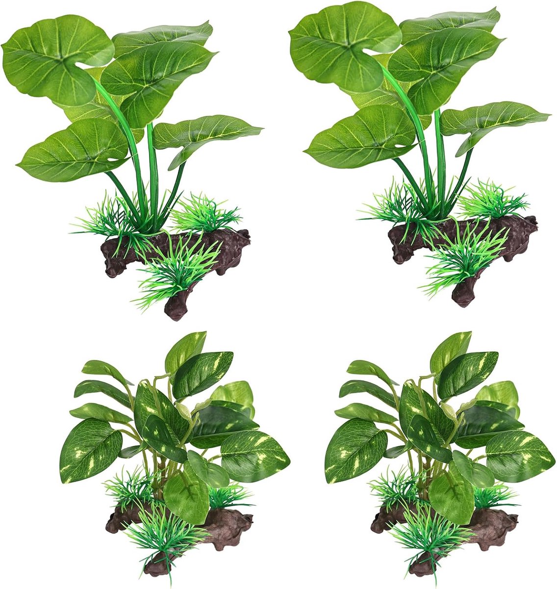 4 stuks aquariumplanten, kunstmatige aquariumdecoratie, accessoires, groen, kunstplanten, aquariumdecoratie, plastic planten, kleine kunstplant voor gesimuleerde hydrocultuurplanten