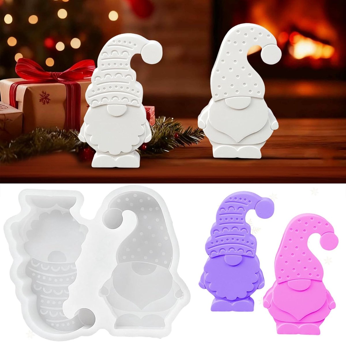 mal Kerstmis kabouter gietvormen voor gips DIY kerstdecoratie siliconen vormen voor kerstkabouters gietpoeder Keraflott Raysin voor creatieve projecten siliconen gietvormen om te