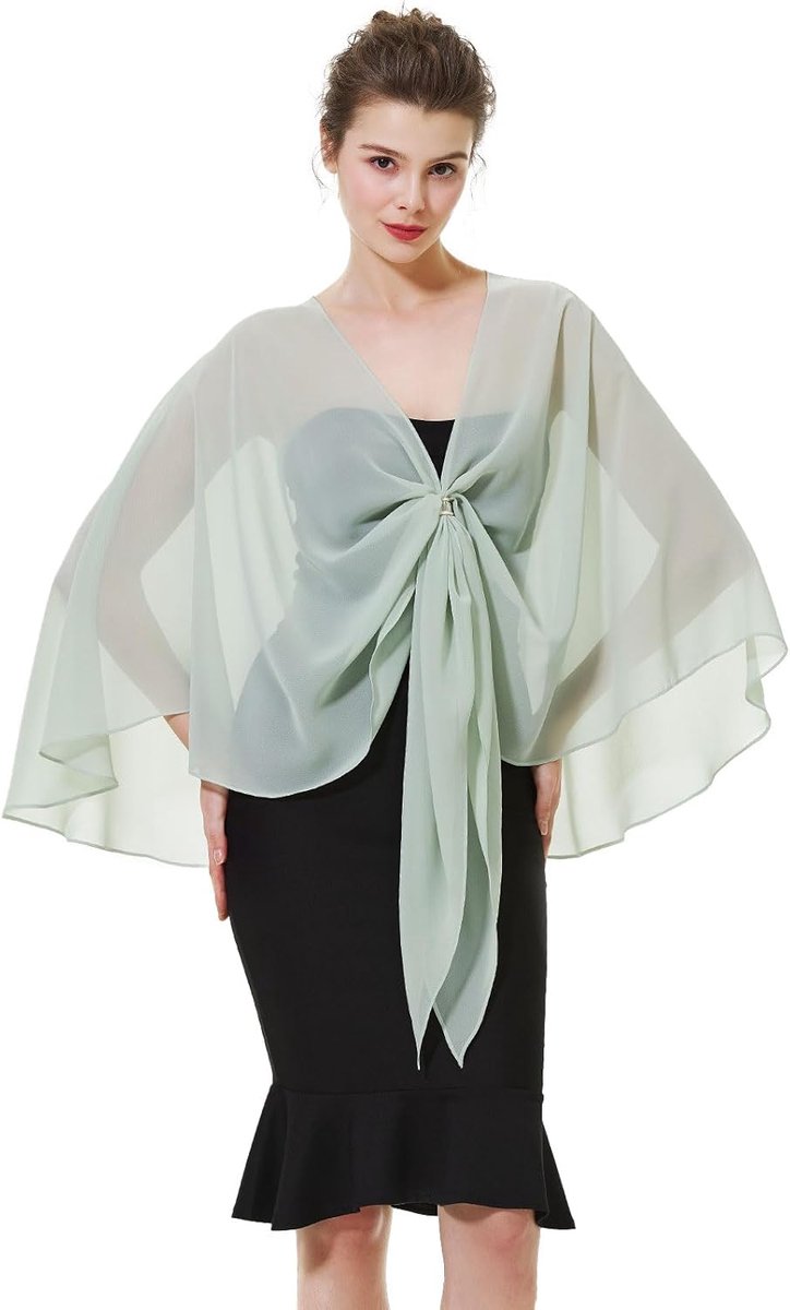 Chiffon Sjaal Stola Dames Bruiloft Partij Elegant Scarves voor Bruidsjurk Avondjurk Baljurk Strandjurk Bruidsjurk Avondjurk Feestelijk