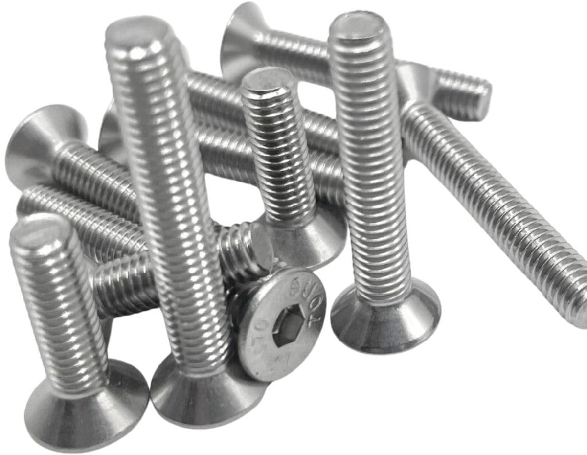 verzonken schroeven M4 x 16 mm - 50 stuks met binnenzeskant roestvrij staal DIN 7991 V2A A2 VA schroeven metrische volledige schroefdraad voor moeren en sluitringen (M4 x 16 (50 stuks))