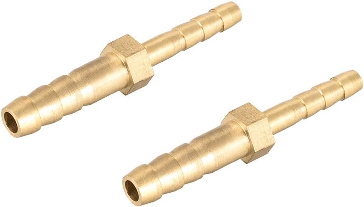 sourcing map ID flexibele slangaansluiting messing verloopstuk slangaansluiting recht, adapter Barb 6 mm x 4 mm (2 stuks)