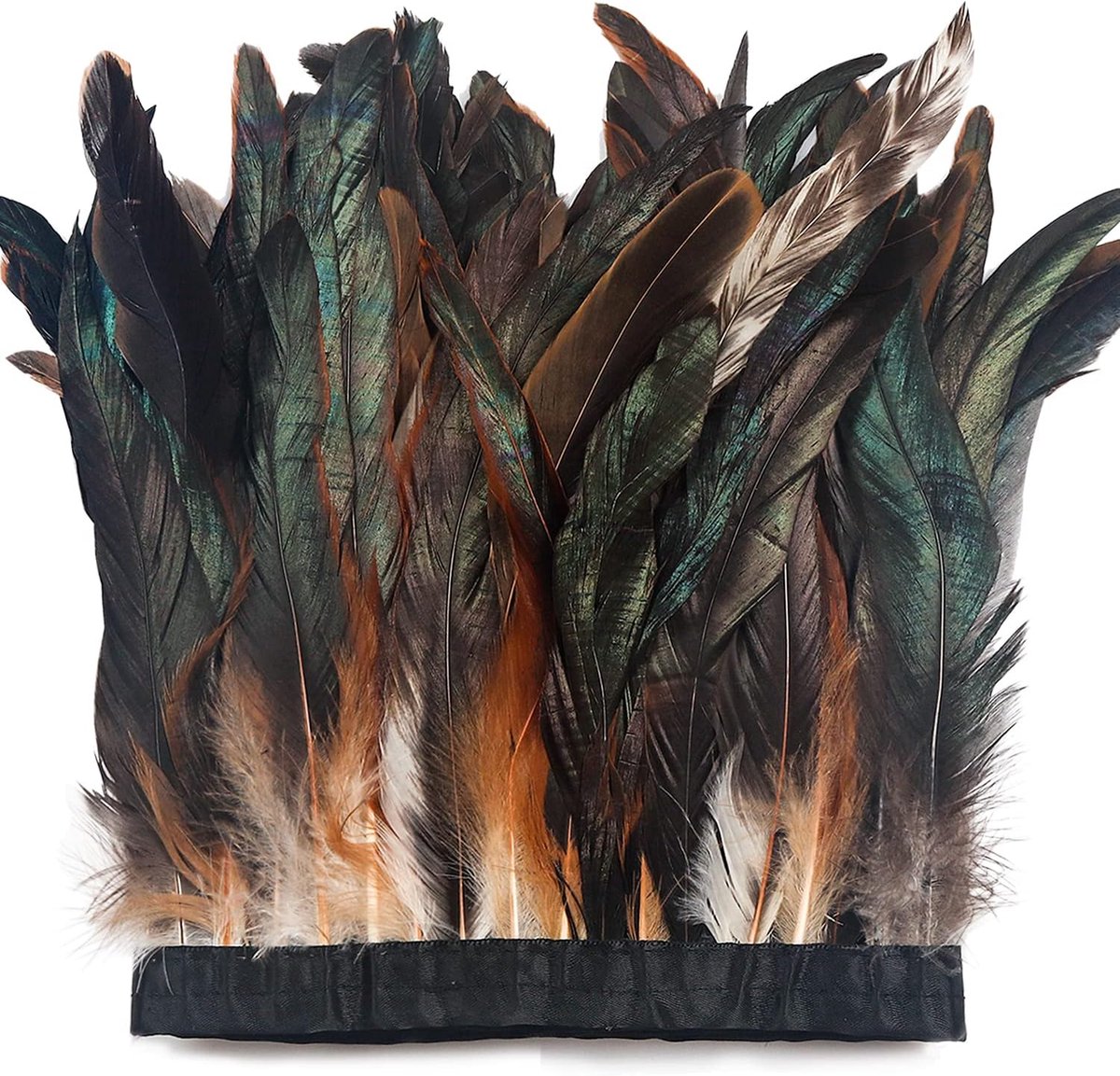 keland 1 meter lang en 23 cm breed haan verenrand veren franjes trim DIY veer cape sjaal rok Halloween kostuums decoratie (A-bruin)