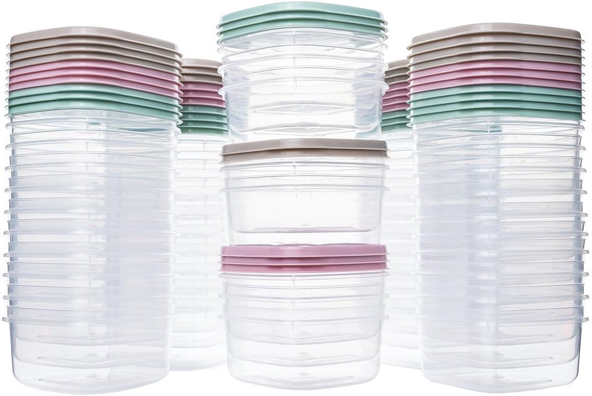 48 stuks Plastic Voedselcontainers 220ml Voedselconushouders Voedingcontainers BPA-vrije Geschikt voor magnetron en vaatwasser | Kunststof container met deksel, BPA-vrij, vaatwasmachinebestendig, magnetron en vriezer bestendig