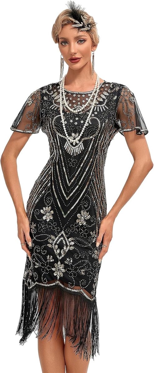 Avondjurk voor dames, flapper baljurk, cocktailjurk, jaren 20, Art Deco, Great Gatsby, party, vintage, retro