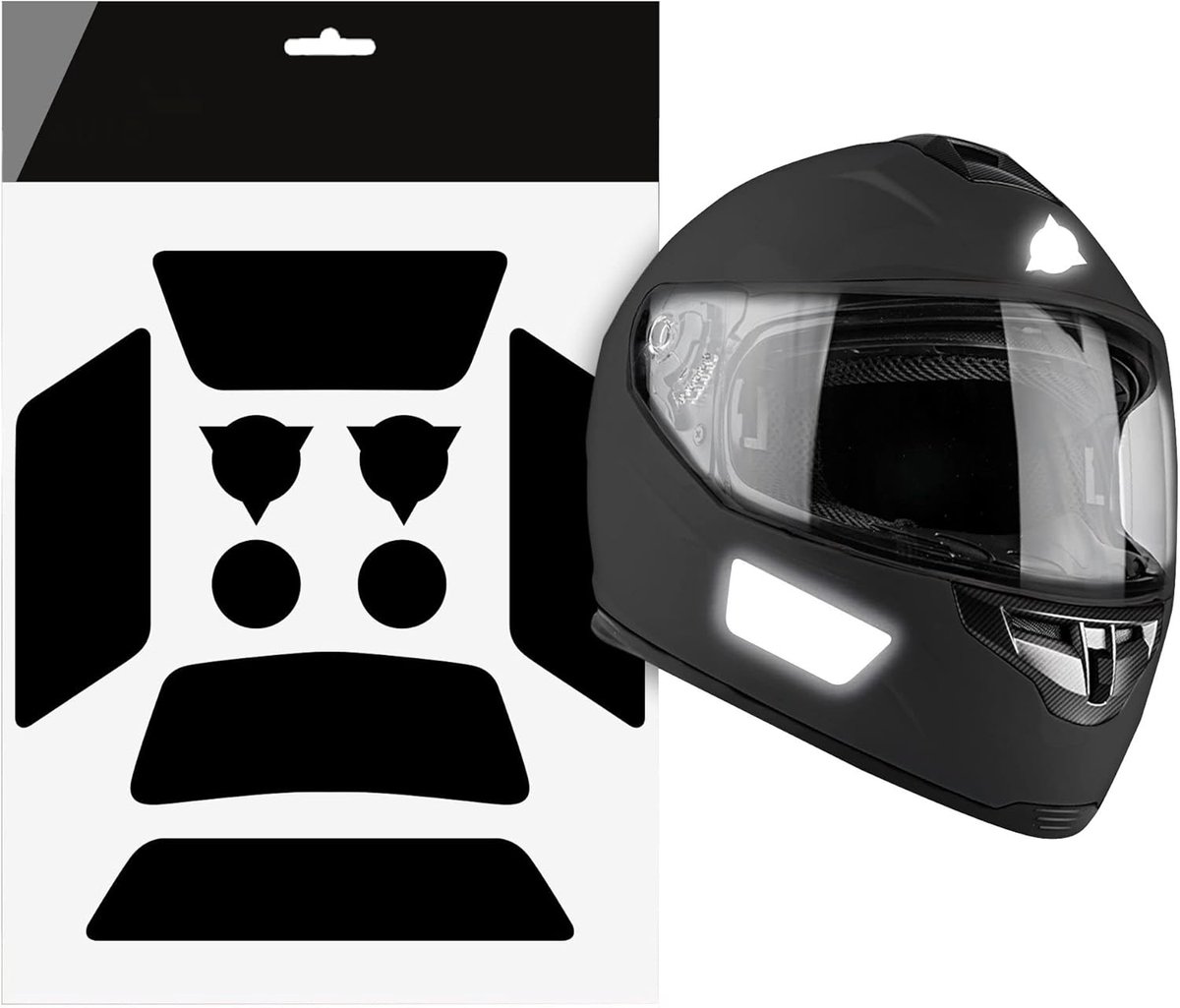 Stickers 9 Units | Motorcycle Helmet Stickers with Racing Design Weatherproof and Sun Resistant | Reflective Black