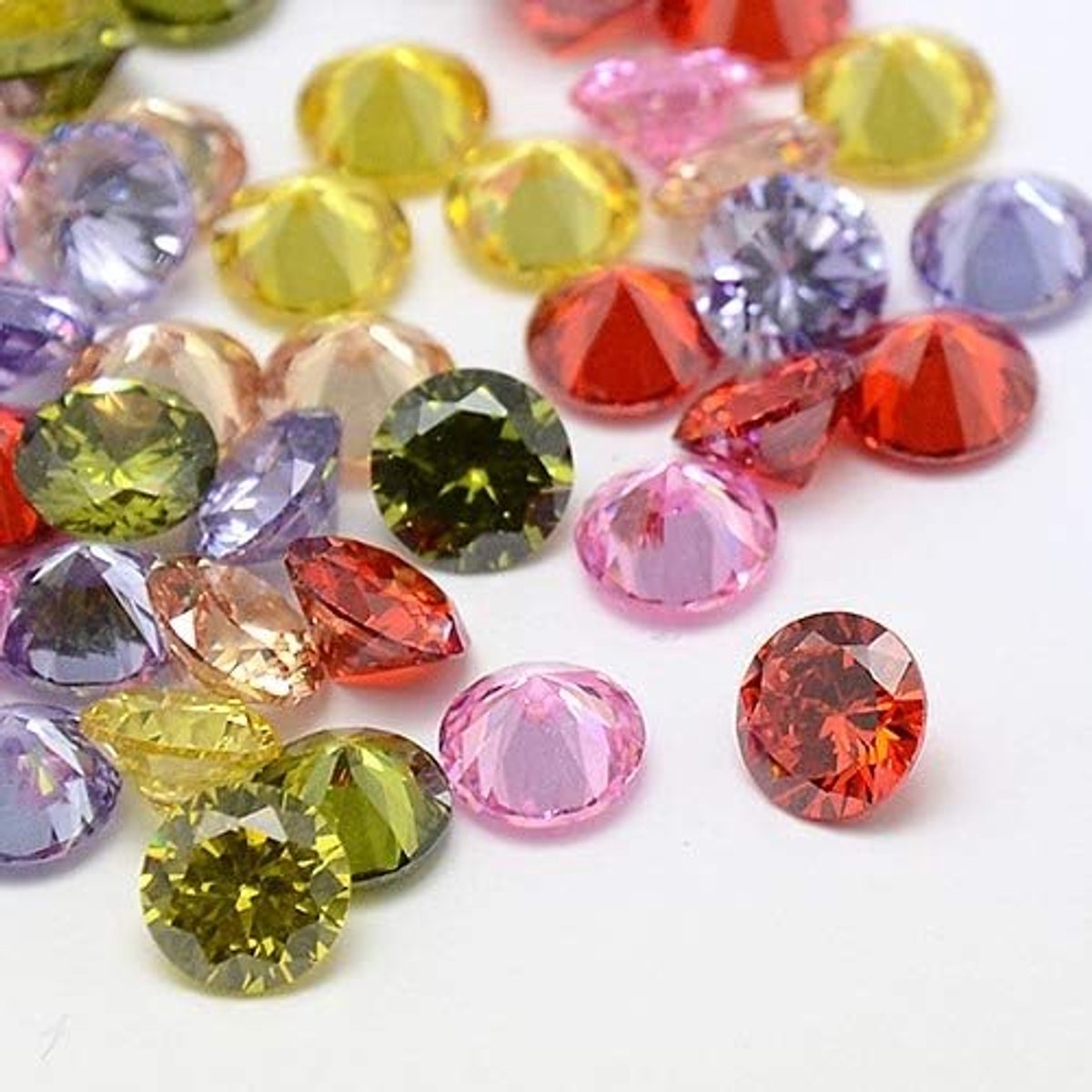 8mm 10 stuks kleurrijke steen kubieke zirkonia facet cabochons kristal strass edelsteen ruit geen gat kralen voor doe-het-zelf sieraden maken verfraaiing kunst nagels schoenen tassen