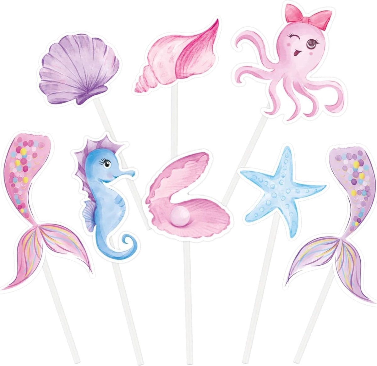 Theme Party Cupcake Toppers Picks (Aquarel Zeemeermin)