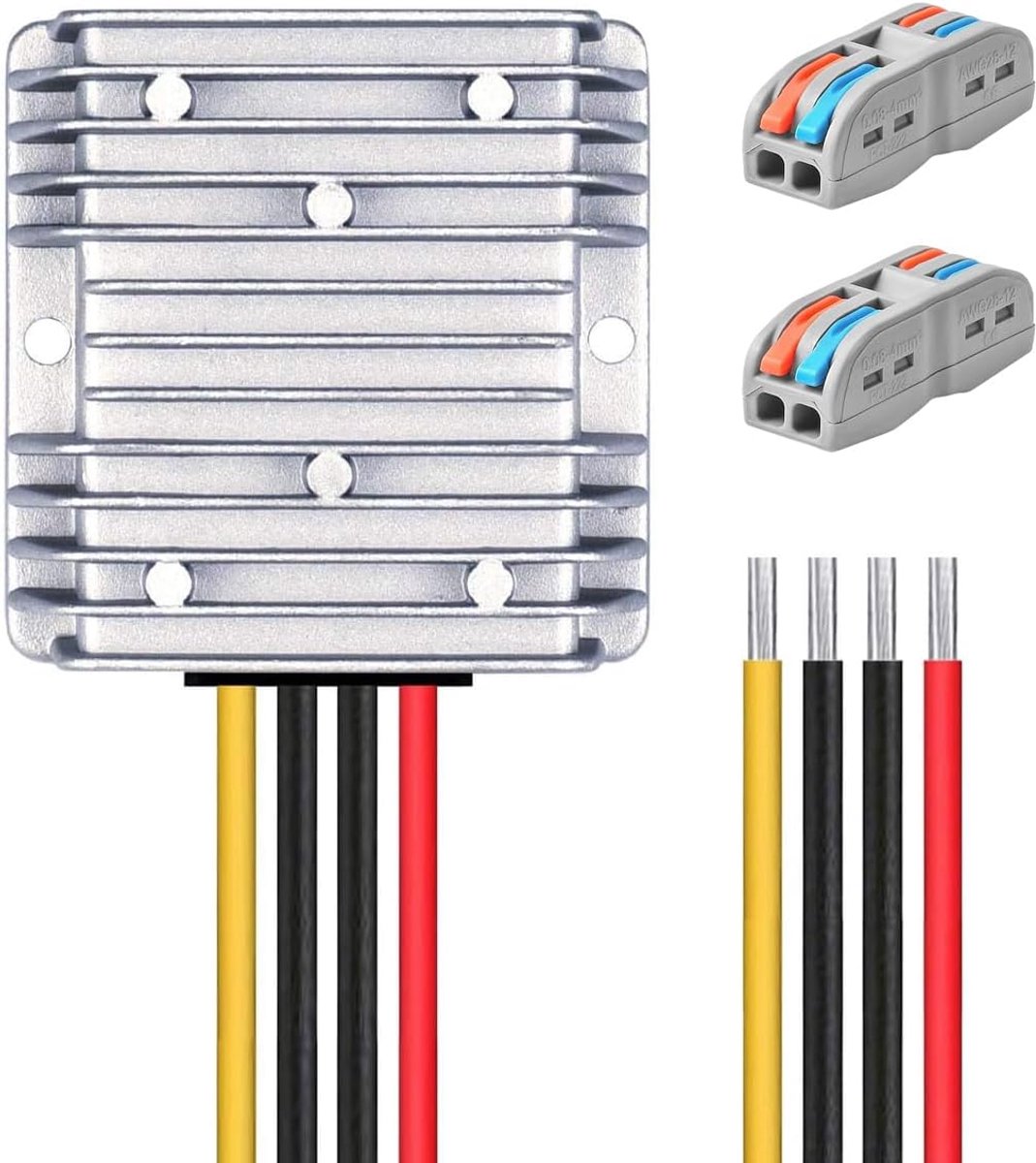 DC/DC Spanningsomvormer Regulator +2 stuks draadconnector DC 24V Step-Down naar 12V 20A 240W Buck Transformator Waterdicht