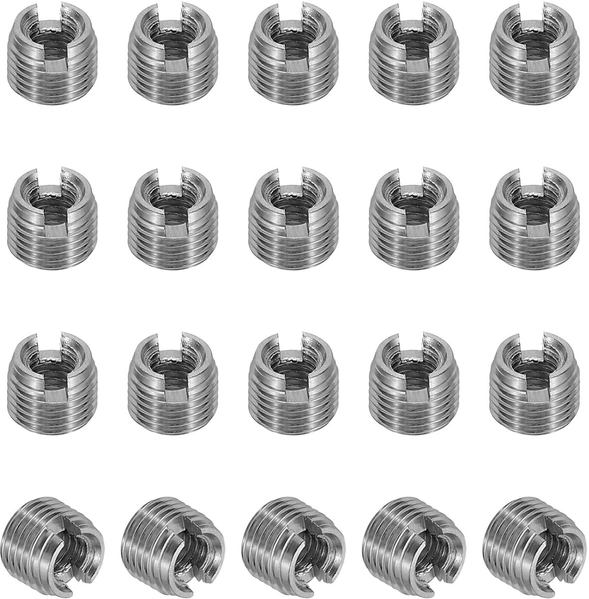 Zelftappend schroefdraadinzet, 20 stuks M3 x M5 x 4 mm, schroefdraadinzetstukken 303 roestvrij staal, schroefdraadadapter, verloopstuk, sleufschroef, reparatieinzetstukken