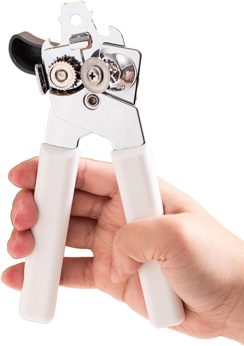 blikopener Handmatig, Heavy Duty RVS hand blikopener gladde rand en flesopeners, blikopener met comfortabele anti-slip handgrepen, gemakkelijk vastgehouden draai blikopeners voor keuken,