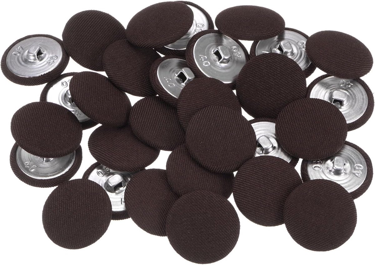 30 stuks 40L stof stof bedekte knoop 25mm rond metalen schacht naaien knopen voor pakken jurk blouses bruin