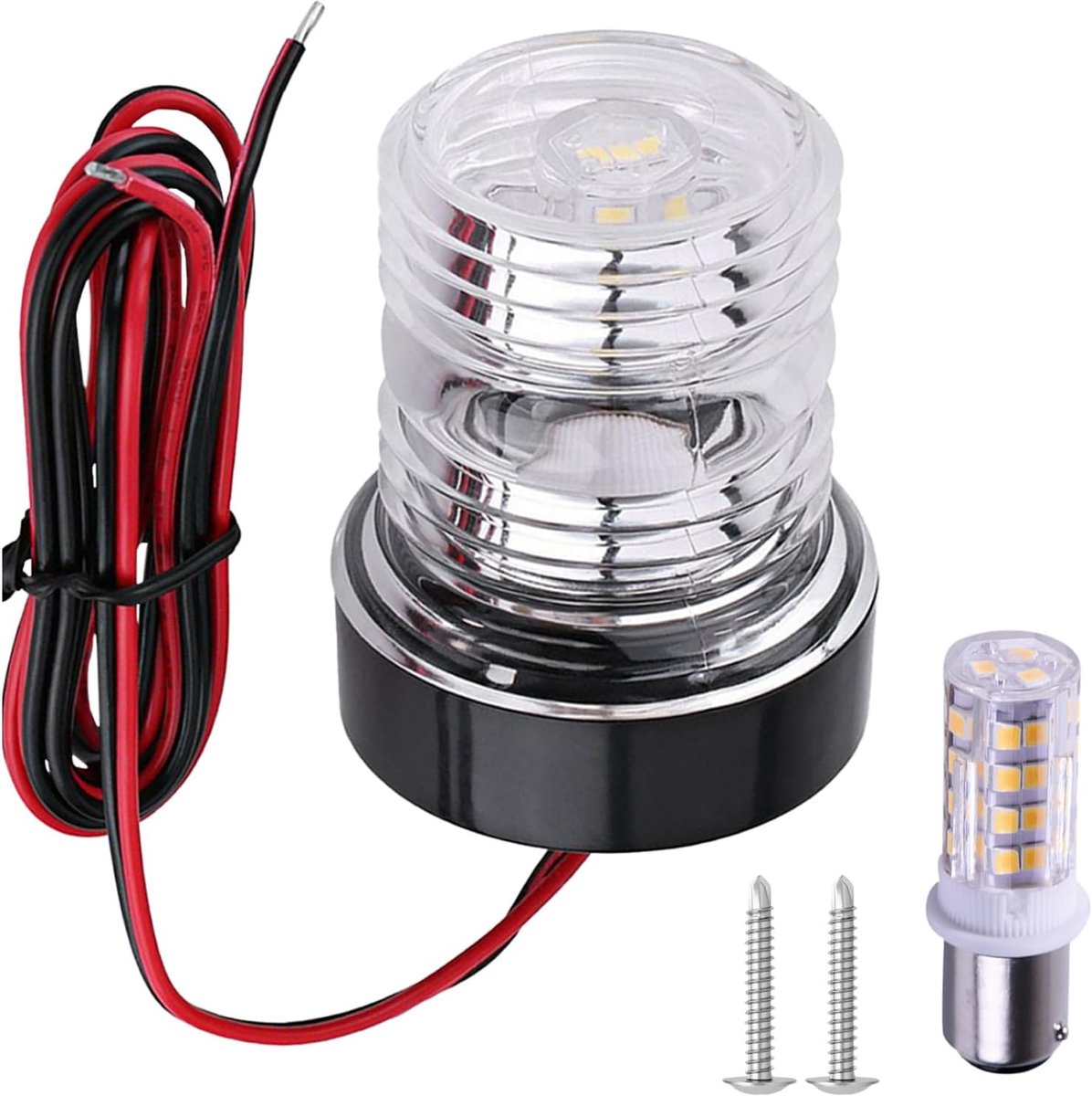 Fire Ankerlicht boot DC 12-24V Marine Boot Yacht Ponton navigatie ankerlicht 360 graden rondom natuurlijk witte led spatwaterdicht zwarte behuizing 3 W (3 NM)