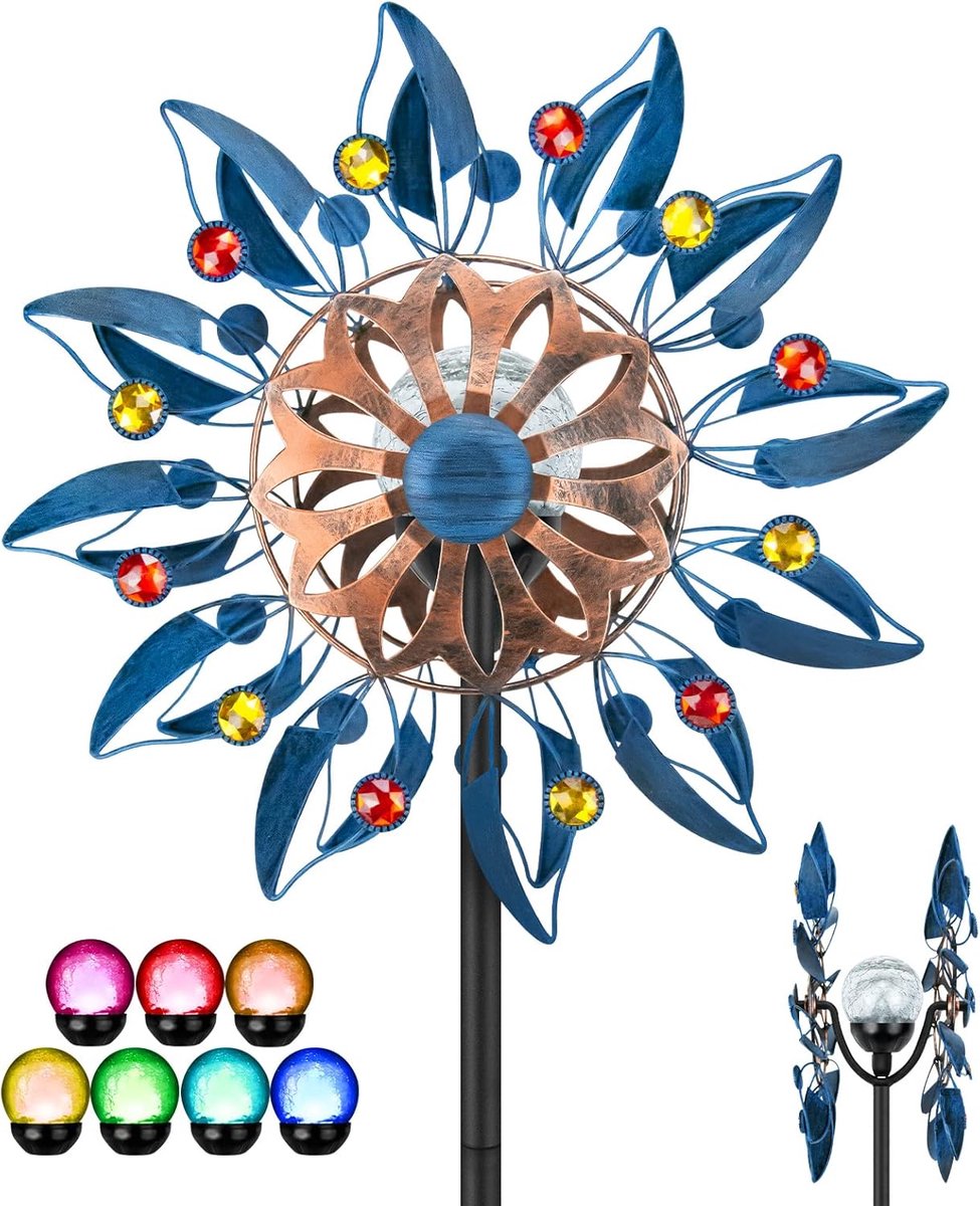 windspel-sculptuur van metaal voor tuin en terras, retro-ontwerp