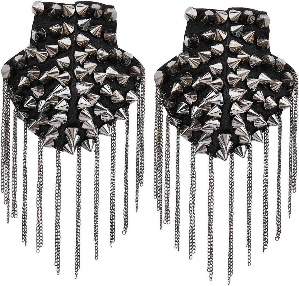 1 paar ijzeren schouder epaulet met kwast en klinknagels Afneembaar punk-stijl schouderbadge pistoolmetalen kwast epaulet met pin voor man vrouw leren jack windjack