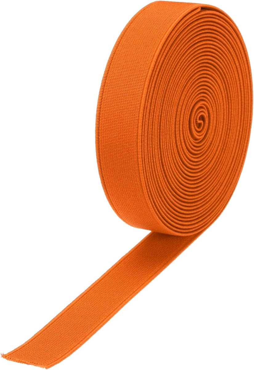 Elastische banden om te naaien, 2 cm, 15 meter, oranje, spoel, elastisch met hoge elasticiteit, voor pruiken, riemen, broeken