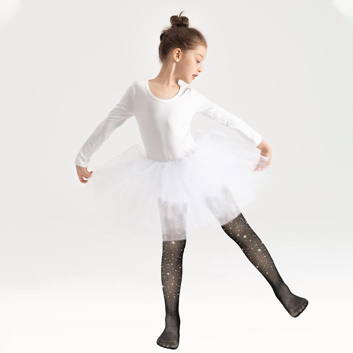 Netkousen met strass voor meisjes, glinsterende panty voor meisjes, netpanty voor meisjes, voor Halloween, dansfeesten, dansschool, panty