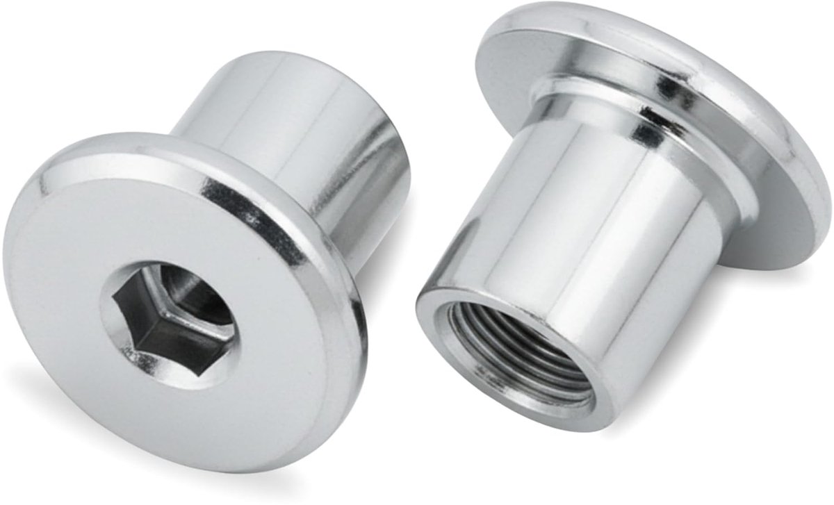Hulsmoeren met Platte Kop Binnenzeskant M5 x 13 x 11 mm - 50 Stuk - Wit Verzinkt Staal Cilindermoeren met Inbuskop