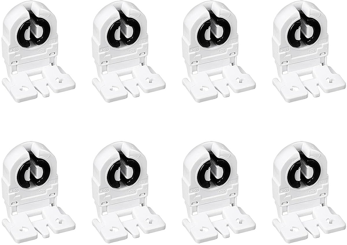 8 stuks 2A T8 LED-buisfitting, niet-overbrugde enkele kop fluorescentielamphouder, G13-fitting voor led-fluorescentielamp, wit