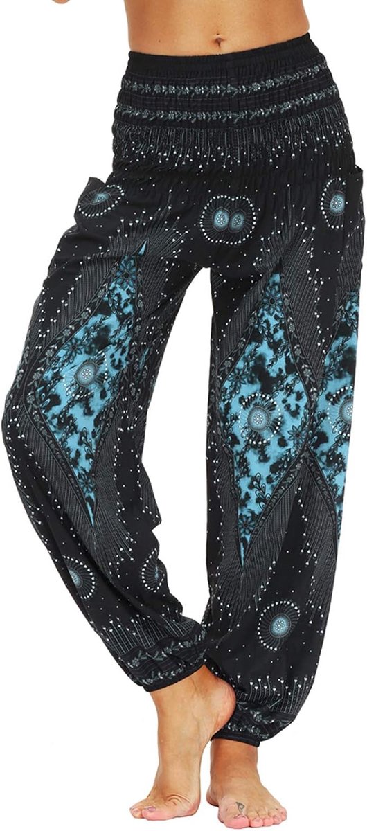 vrouwen Hippie Baggy Thaise Yoga broek met zakken Elastische hoge taille Genie Harem Broek Aladin Summer Beach