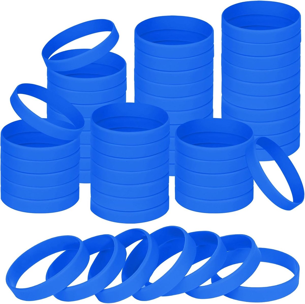 120 STKS Siliconen Polsbandjes Rubber Elastische Armbanden, Blanco Stretch Rubberen Polsbandjes voor Volwassenen Tiener School Sport Games (Azure)