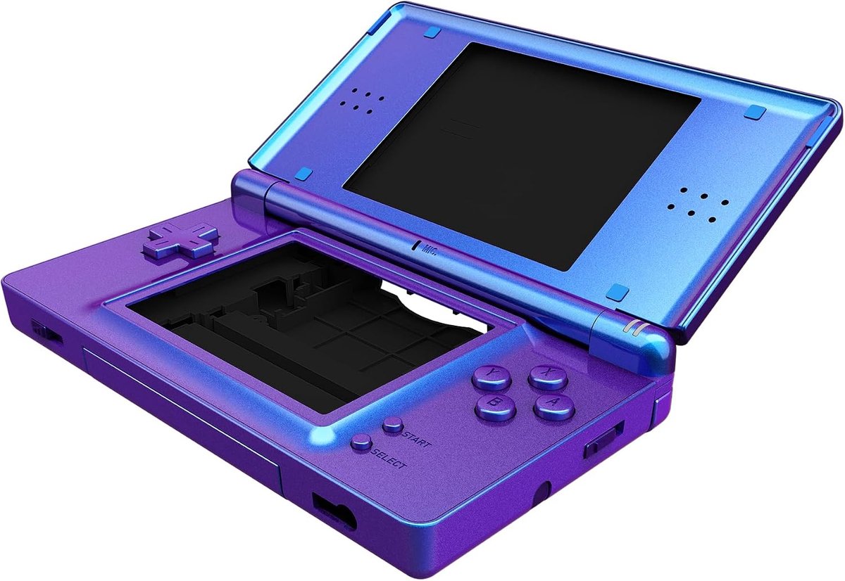 eXtremeRate Hoes Cover Knoppen Vervanging voor Nintendo DS Lite,Behuizingen Schaal Shell Buttons Kit voor Nintendo DS Lite NDSL (NIET Console)-Kameleon Paars Blauw