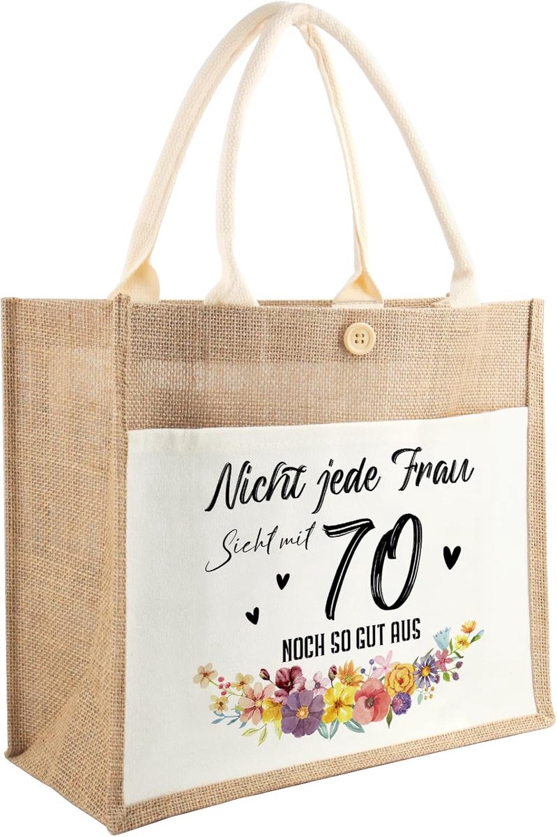 30/40/50/60/70 verjaardagscadeau voor vrouwen, jute boodschappentas als verjaardagscadeau voor vrouwen, moeders, vriendinnen
