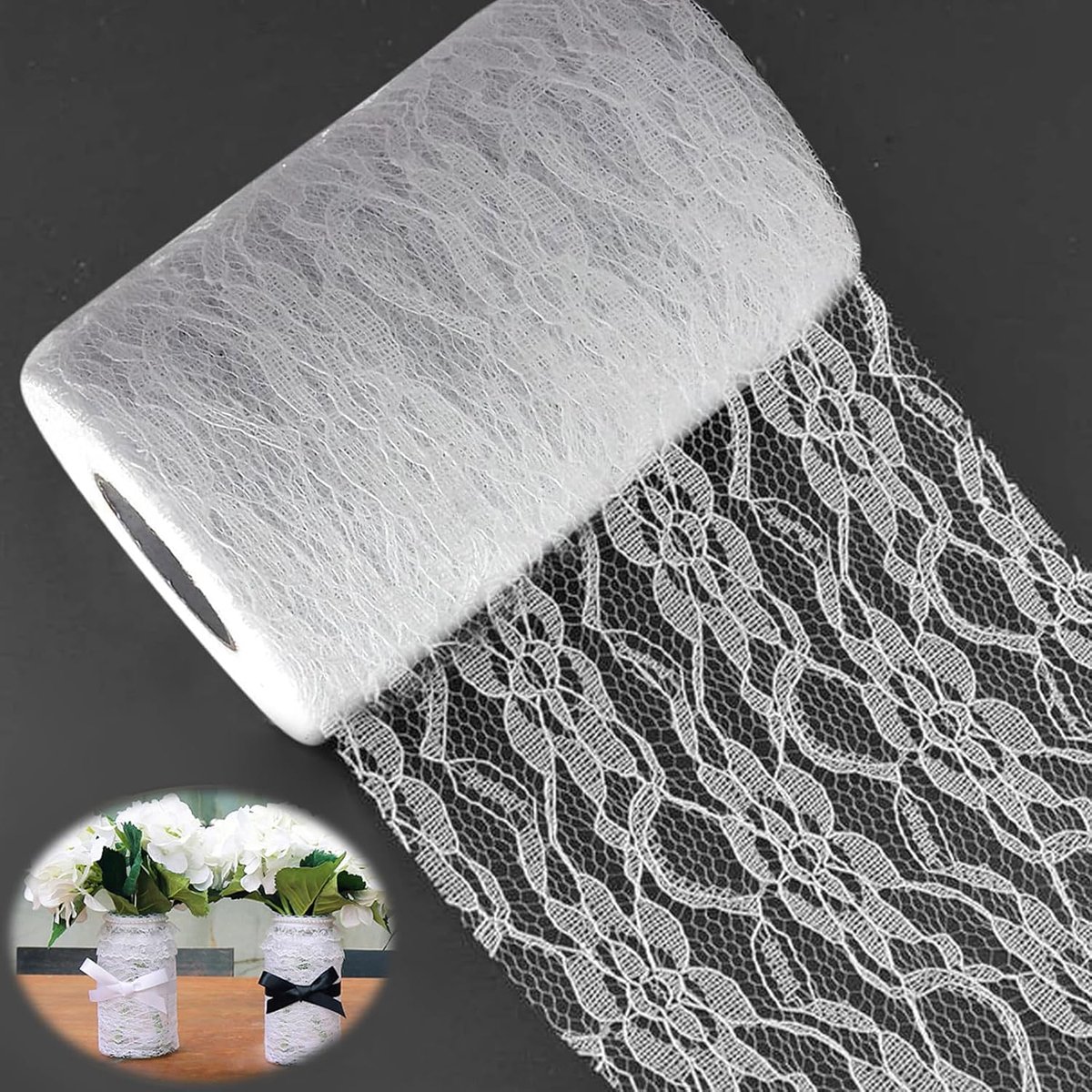 Tafelloper kant, kant tafelkleed, retro kant tafelkleed 15 cm x 22 m, kant stoel sash voor ceremonie festival evenementen tafel bruiloft decoraties, hand trimmen lengte naar wens (wit)
