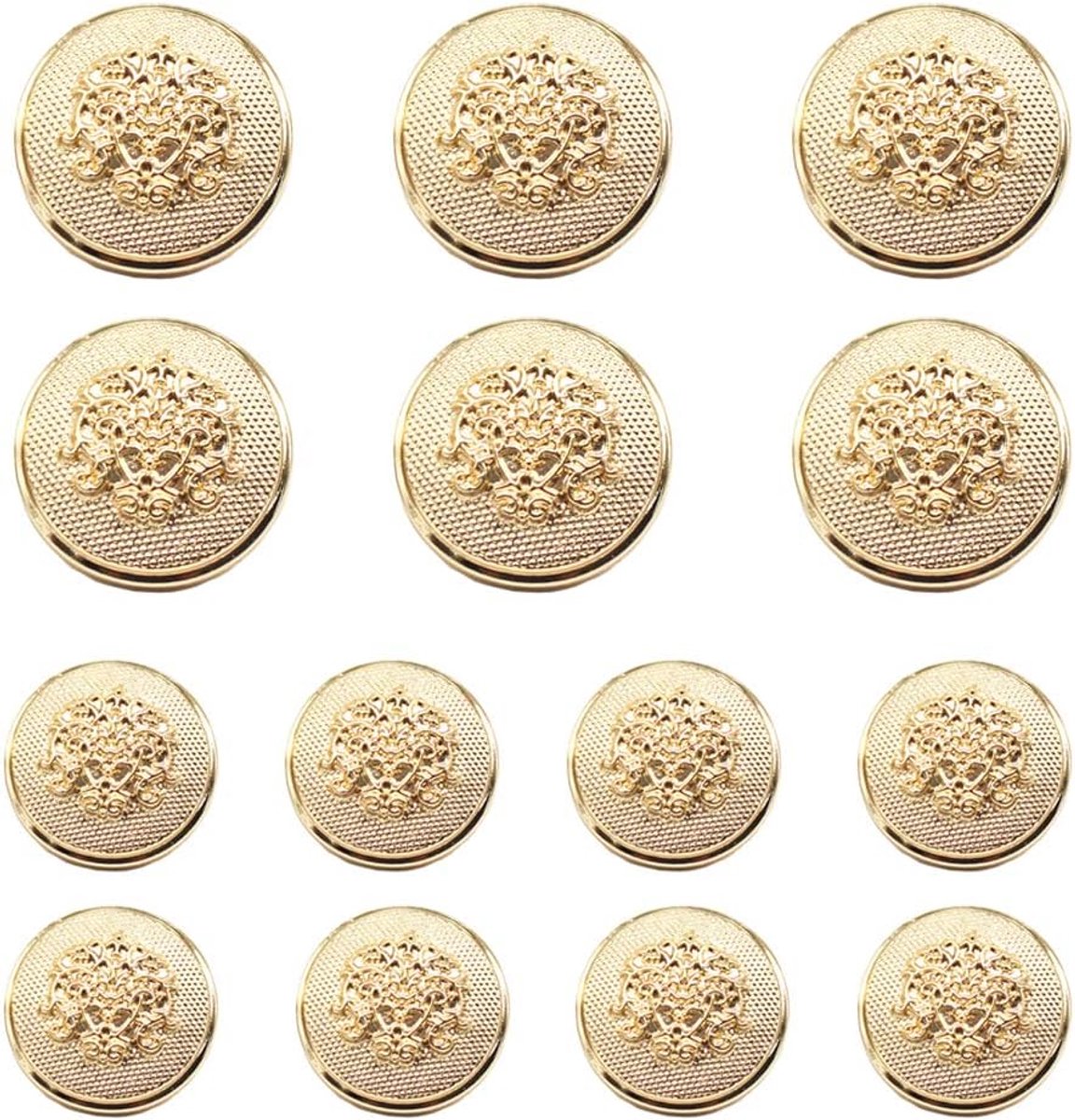 Knopen, goudkleurig, 20 mm, 15 mm, voor blazers, kostuums, jassen (MB20080) | Metalen knopen voor pakken, jassen, mantels, uniform