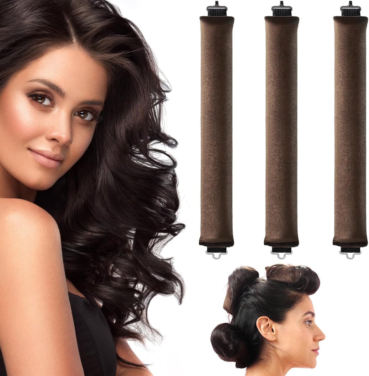 Krulset zonder hitte - Set van 3 haarrollers - Voor medium tot lang haar - Geschikt voor alle haartypes - SnelShoppen