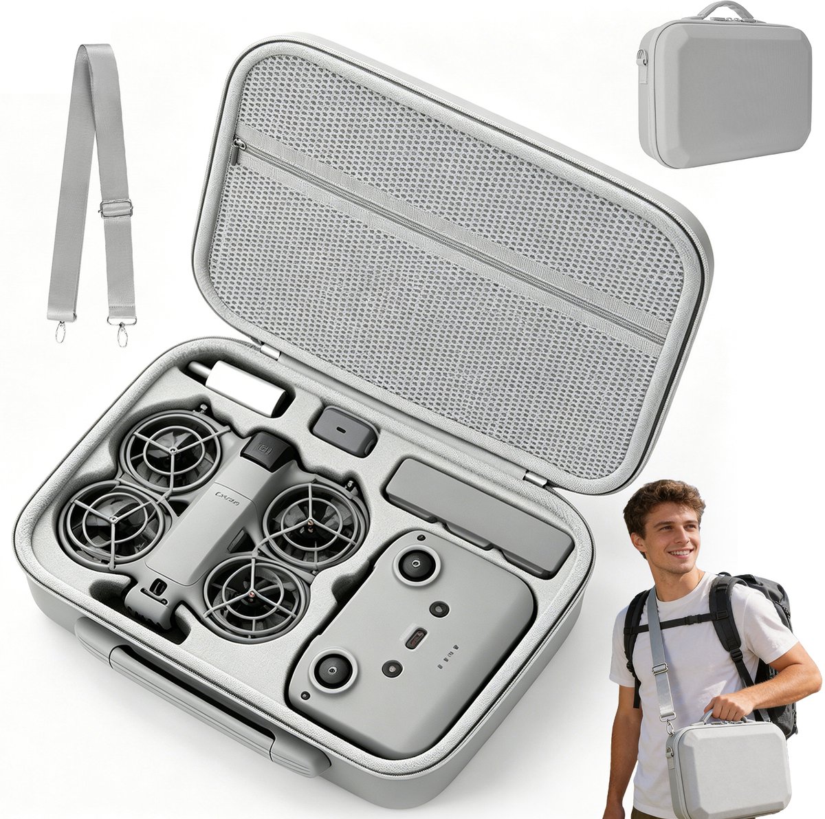 Drone Koffer Voor DJI Neo 2 - Draagbare EVA Tas Voor Dji Neo 2 - Drone Opbergtas - 7,5x4,5x5 cm - Drukbestendig & Schokabsorberend - Valdemping & Krasbescherming - met Rits - Drone Bescherming Opbergdoos - Voor Reizen en Outdoor Fotografie