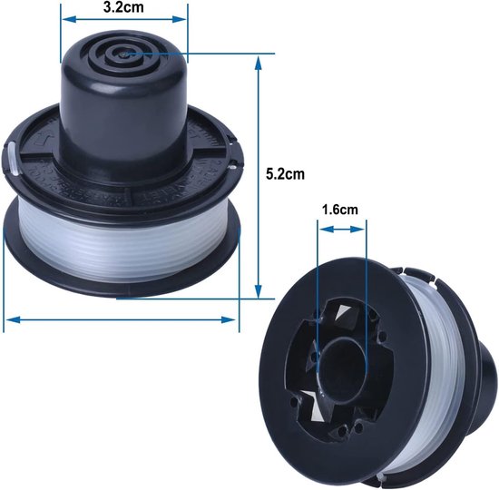 A6226-XJ draadspoel compatibel met Black Decker GL250 GL310 GL360 grastrimmer en grasmaaiers, 4 stuks - Geschikt voor GL360 82300 82310 82312 CST500 grastrimmers en grasmaaiers, gemaakt van nylonhars, automatische voeding — afbeelding 5
