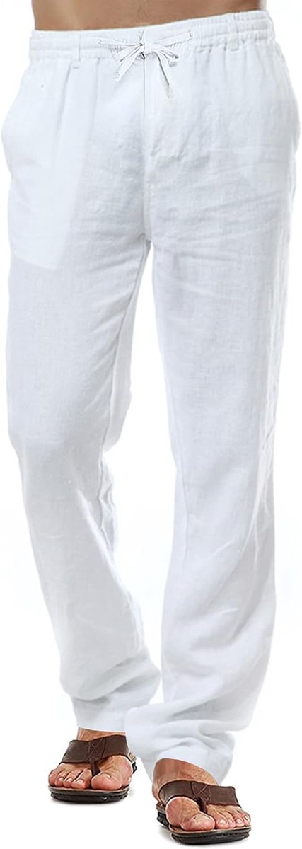 herenbroek, casual katoenen broek, zomerstrandbroek, lichtgewicht broek met trekkoord