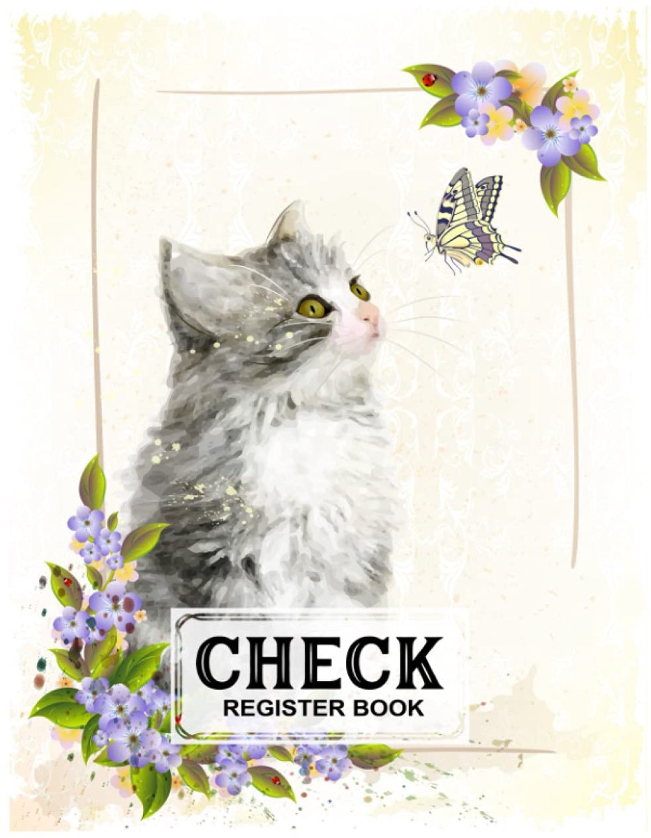 Register Book: Check Register Book Vintage Cat Cover, A Book to Keep Track of the Checks in Your Accounts, Checkbook Register Books Large Print, by Tamara Bertram