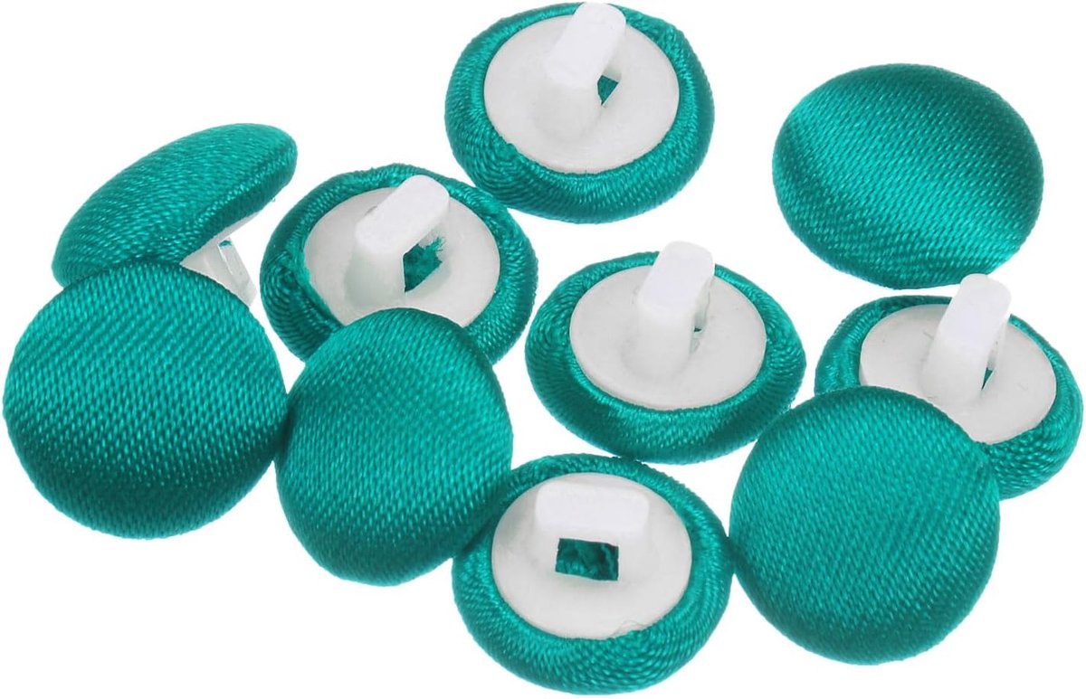 Knopen bekleed met stof 10 mm ronde knopen van kunststof voor kleding en blouses, groen